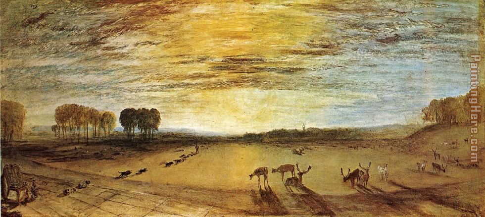 Petworth Park Tillington Church in the Distance painting - Joseph Mallord William Turner Petworth Park Tillington Church in the Distance art painting